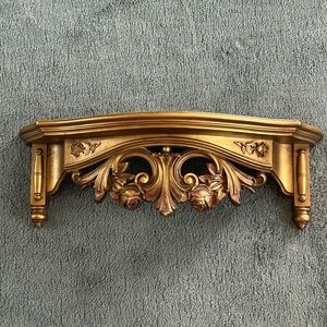 VTG DART Syroco GOLD Resin ROSES WALL Shelf Homco 19 3/4" ORNATE Decor Plastic